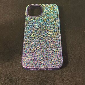iPhone 15 case purple blue irredecent Rhinstone bed